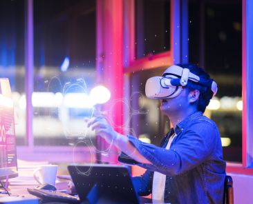 AI and VR Integration image of a man in vr headset