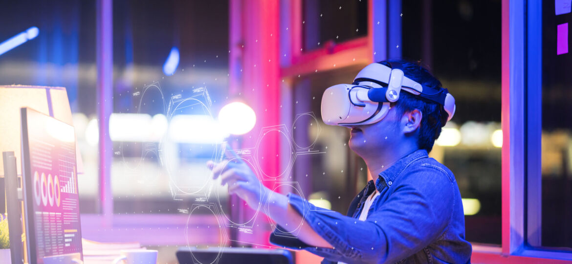 AI and VR Integration image of a man in vr headset