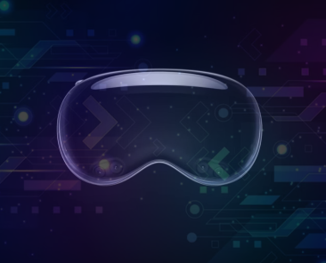 The new Apple Vision Pro Headset on a dark techy background