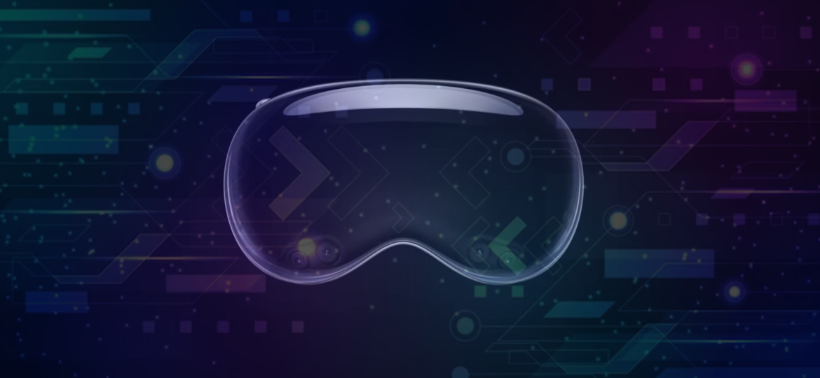 The new Apple Vision Pro Headset on a dark techy background