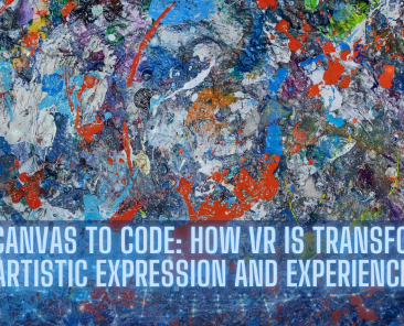 An image of an abstract artwork fading into a tech background representing vr in art