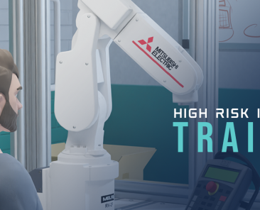 Avatar Academy VR training for high-risk industries, with a robotic arm