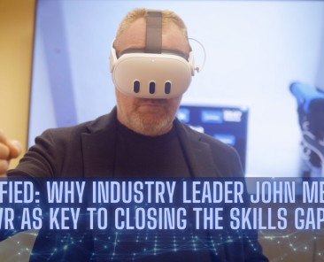 John Mee demonstrating VR Manufacturing Training on the virtual reality headset