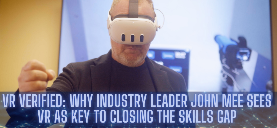 John Mee demonstrating VR Manufacturing Training on the virtual reality headset