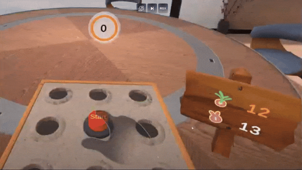 Bop 'n Crop in action at the vr game jam