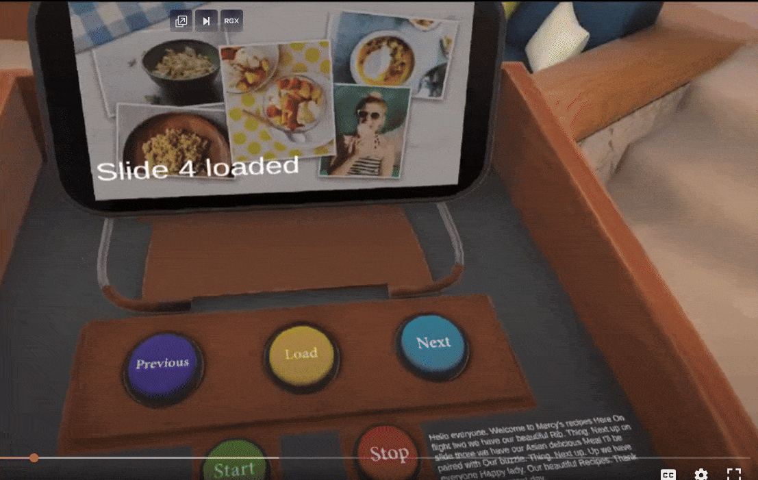 team Moust's rude AI slideshow critique in action at the VR game jam