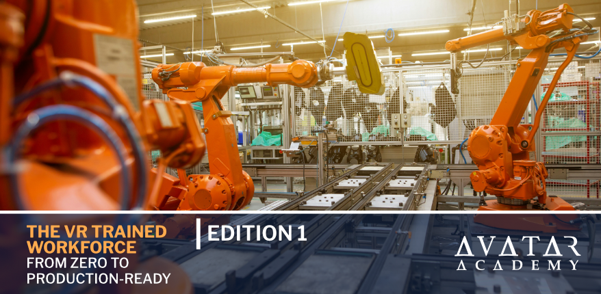 VR Training for Manufacturers, the image shows some industrial robots